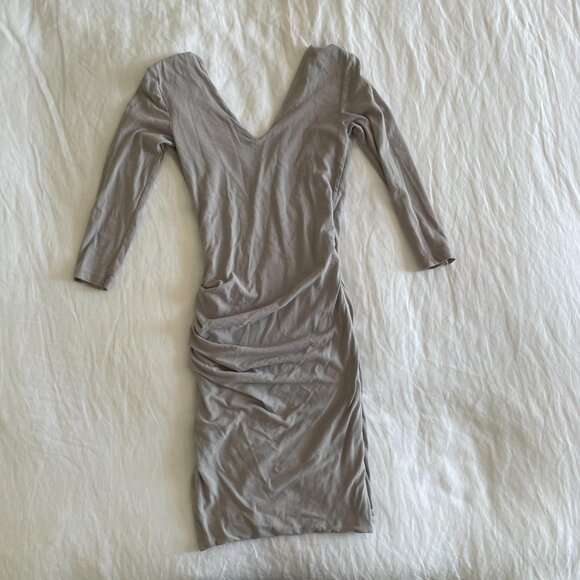 James Perse Fog Ruched Waist Cotton Dress - Picture 4 of 5